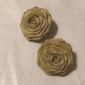 New Handmade Floral Straw Earrings